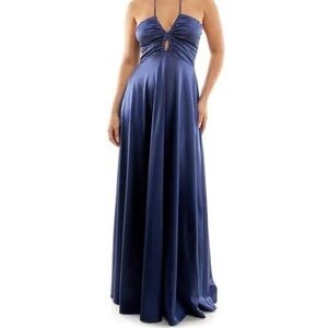 Speechless Strapless Navy Blue Maxi Gown